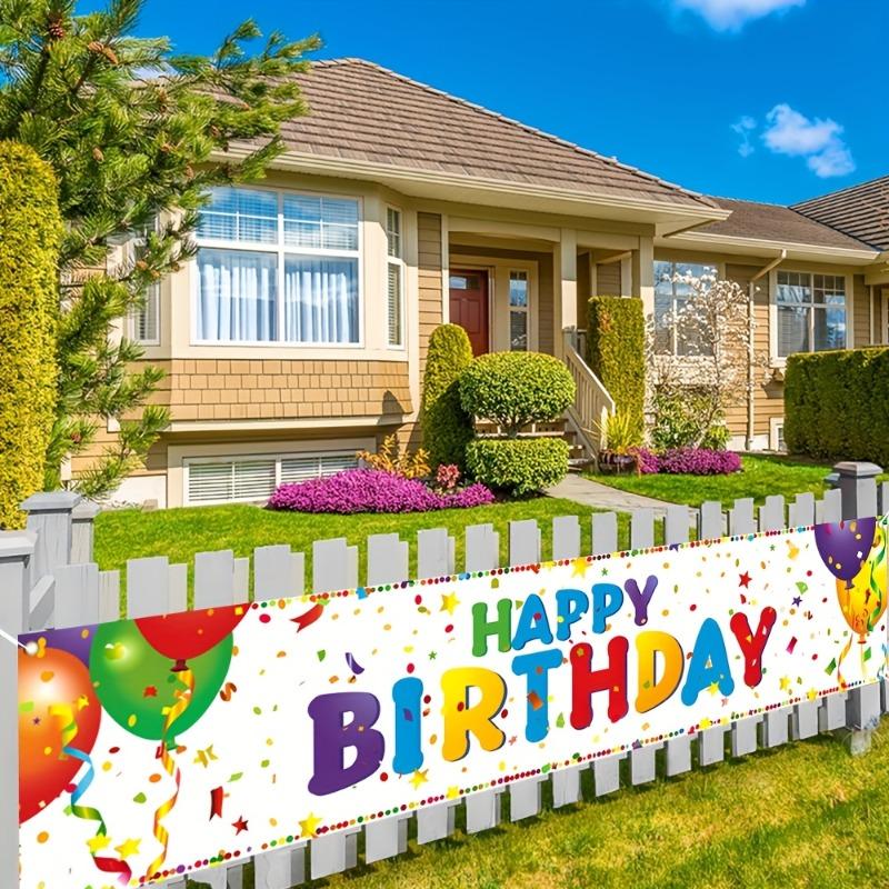 Happy Birthday Sign Banner, Colored Polyester Design, Outdoor Garden House Fence Decoration