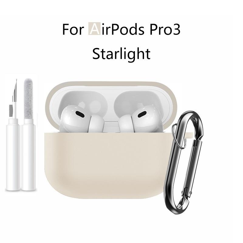 New 2025 For Apple Airpods Pro 3 Case Soft Silicone Full Protective Cover with Cleaning Kit and Keychain for Airpods Pro 3 Case