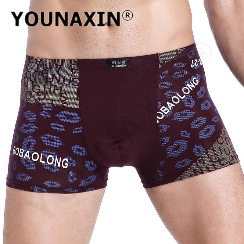 

Чоловічі труси-боксери великих розмірів Модал для підлітків із середньою талією Нижня білизна з бамбукового волокна Сексуальна білизна з принтом Дихаючі шорти L XL 2XL 3XL 3XL вина червоного кольору