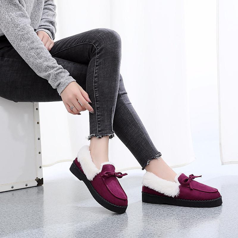 Fashion Winter Women's Cotton Slippers with Fleece Lining Thick Sole Anti-Slip Indoor Outer Wear Warm Bean Paste Shoes