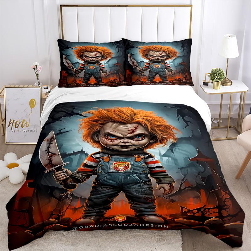 Horror Doll Knife Print 3Pcs Bedding Setduvet Cover With 2 Bedropillowcase Home Birthday Gift