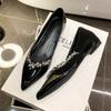 Rhinestone Ladies Pointed Toe Flat Soft Sole French Style Heightened Shallow Mouth Elegant Single Shoes