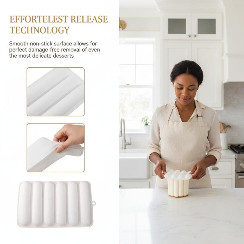New Chocolate Eclair Dessert Bakeware Long Strip Puffs Baking Mold Finger Shaped Puff Pastry Mold Kitchen Silicone Mold
