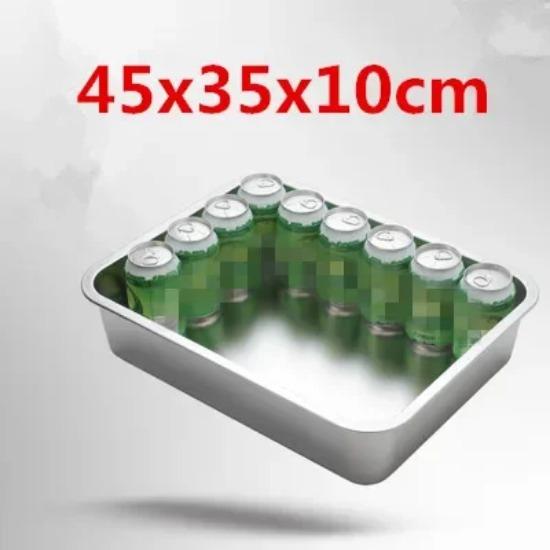 304 Stainless Steel Flat Bottom Rectangle Square Basin with Covered Dish Buffet Plate Food Basin Grilled Plate Bbq Storage Tray