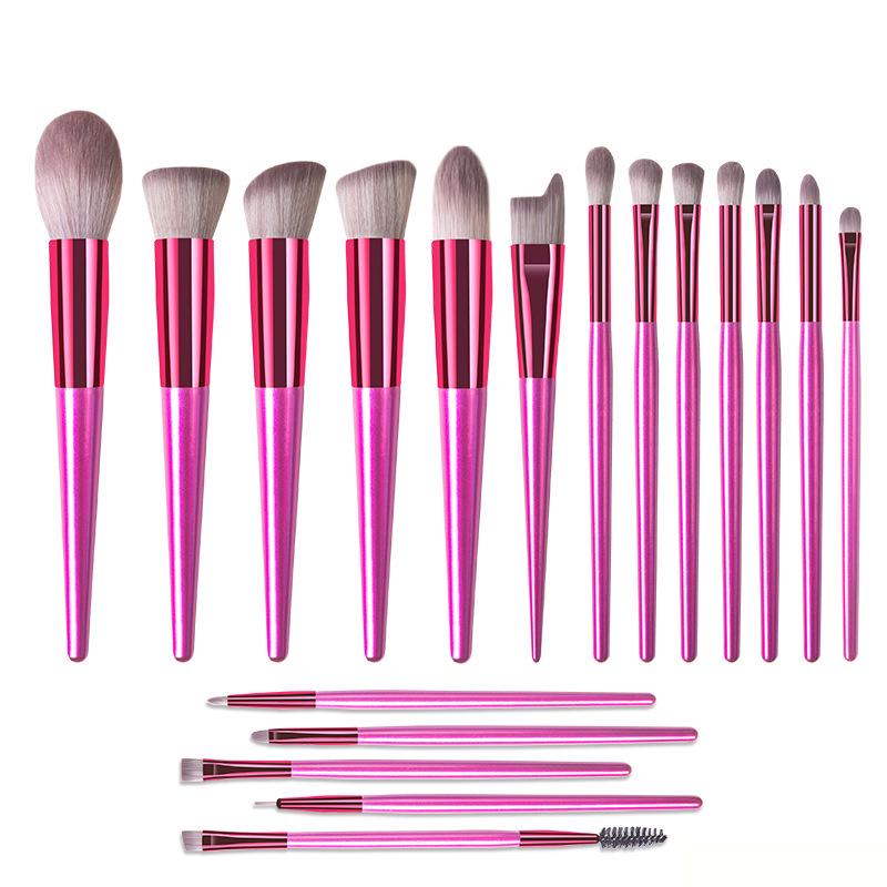 18-Piece Champagne Gold Makeup Brush Set: Powder, Blush, Eyeshadow, and Concealer Tools