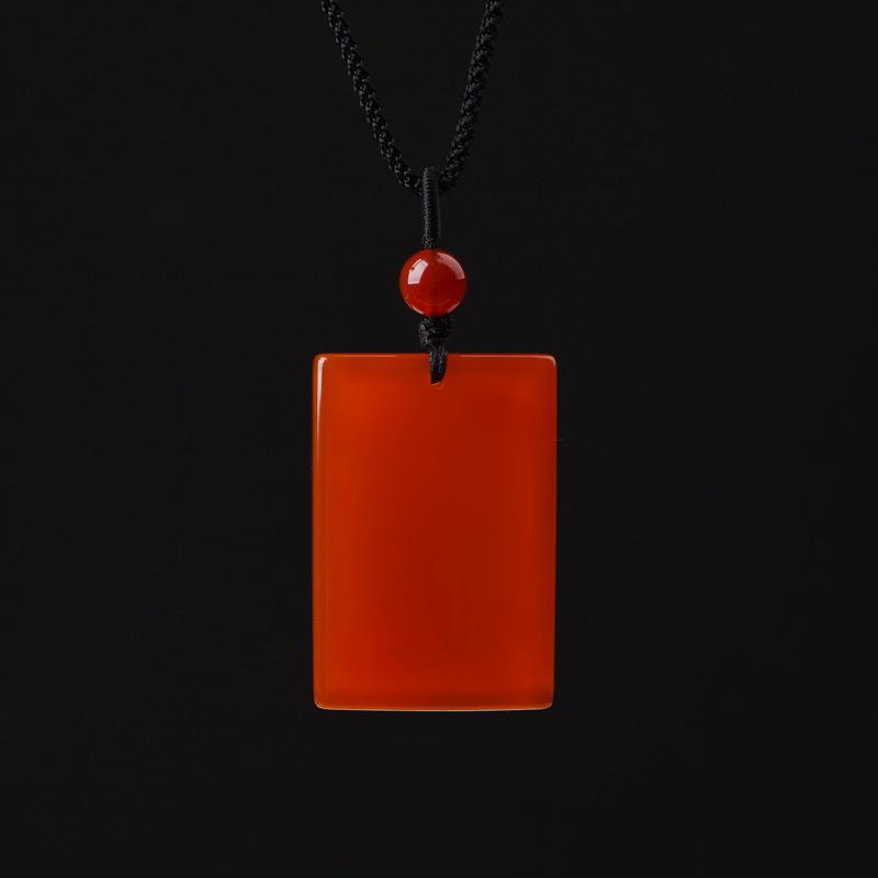 Red Agate Pendant Necklace - Peace Amulet for Men & Women
