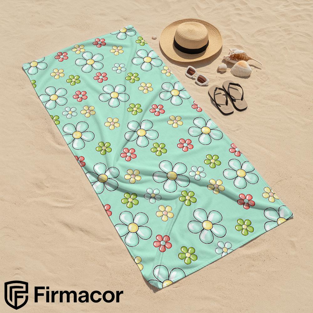 Glossy Cartoon Daisy Soft Portable Travel Towel Unisex Ultra Lightweight Microfiber Oversized Sand Free Quick Dry Beach Towel