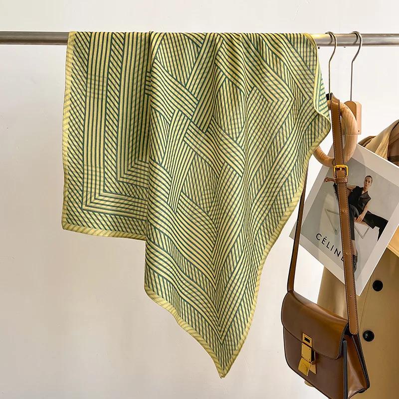 Полосатый принт хиджаб шарф женский платок бандана шейный платок женский хиджаб пашмина маленькие квадратные шарфы буфанда 70x70cm