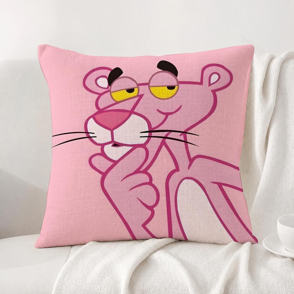 Character Pink Panther Cushion Cover Natural Linen Pillowcase Set AllinOne Decor Cushion Cover for Sofa Bedroom Chair