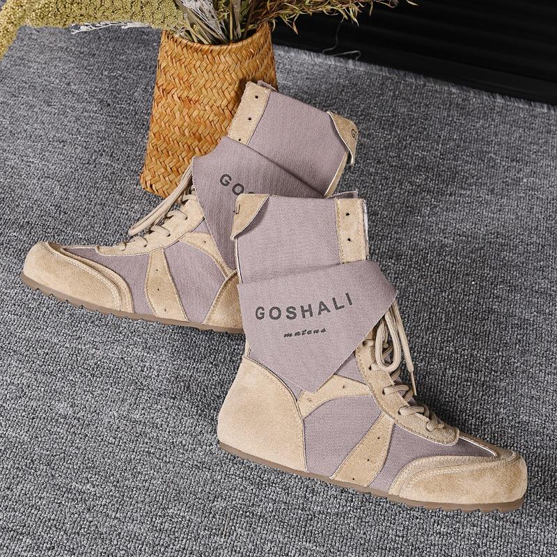 

Retro western short boots women s autumn and winter new soft-soled straps casual high-top boots fashion trend tooling boots 40 хаки