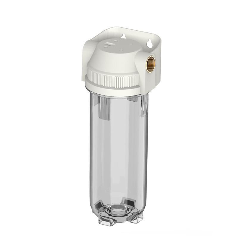 10-inch Transparent Explosion-Proof Water Purifier Filter Housing with PP Cotton Filter, Available in 2/3/4 Inch Ports.