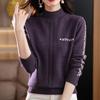 Half Turtleneck Warm Sweater for Women Short Solid-color Loose Knitted Sweater for Autumn and Winter Casual Long-sleeved Pullover