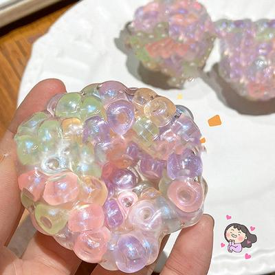 Transparent Colorful Beads Pearl Noisy Ball Toys Stress Relieving Toys Voice-Activated Pearls Ball Pinch Music Office Fidget Toy