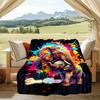 1PC Custom Name Colorful Elephant Family Flannel Blanket Versatile,all-season Throw Suitable for the Living Room,bedroom,camping,travel,and Gift