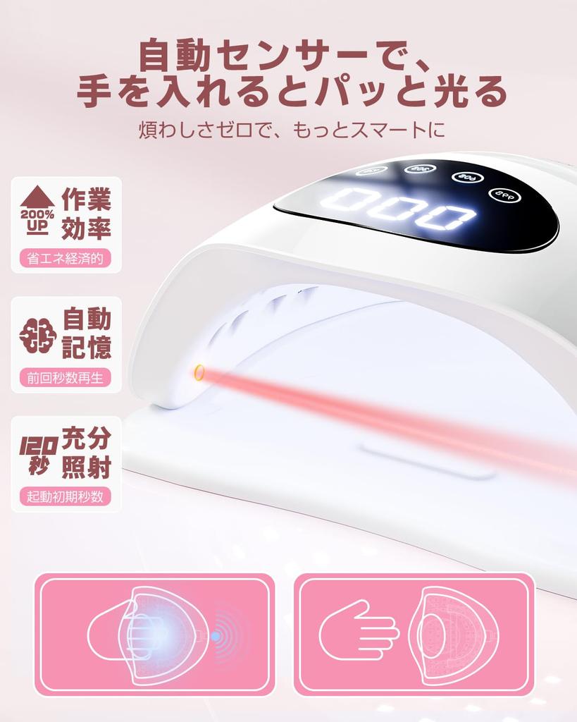 Zhiethoy Nail Gel Nail 72 White Gentle White LED UV Low Heat Touch Auto Smartphone Compatible with Hands and Removable Includes Instructions for