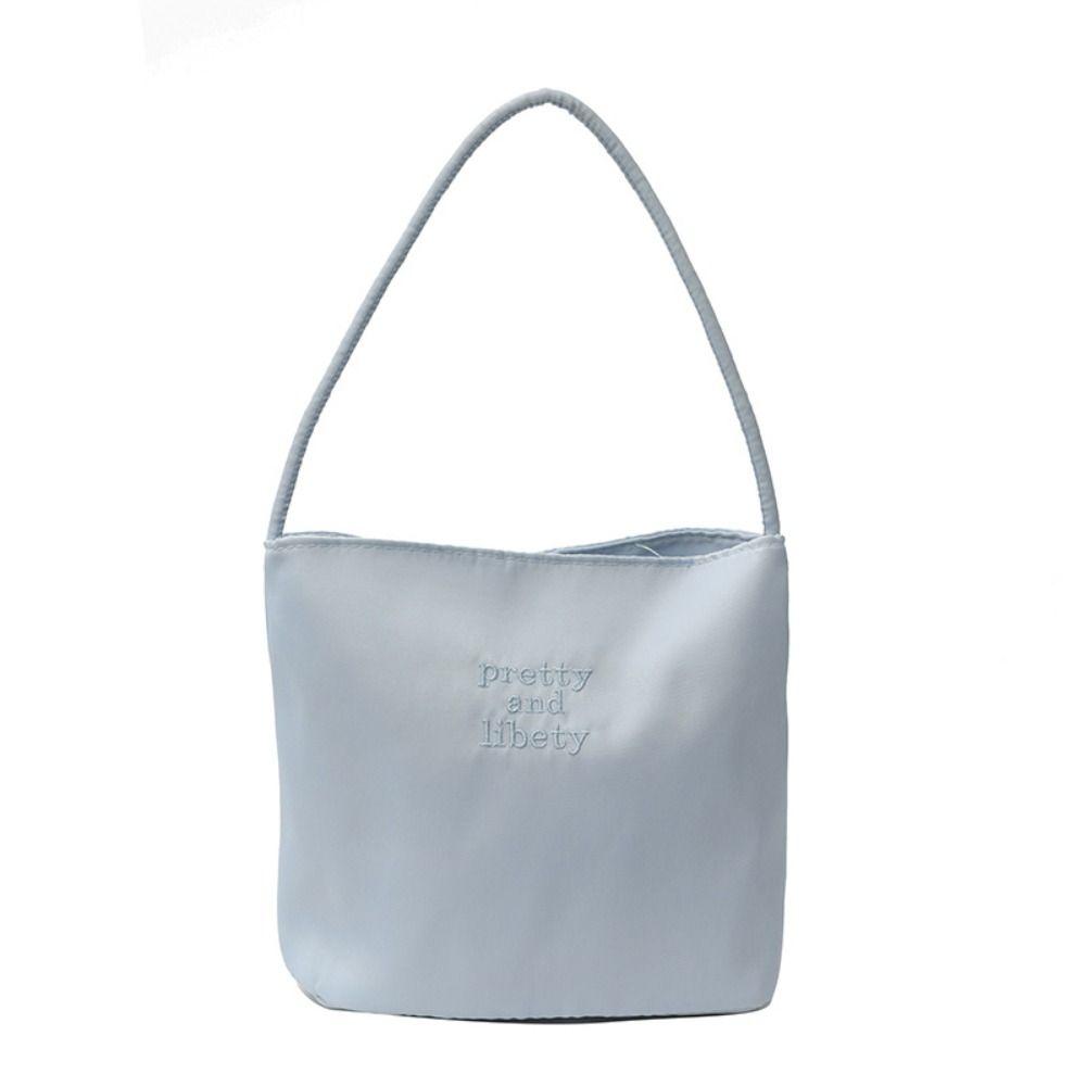 

Handbag Letter Underarm Bag Korean Style Nylon Bucket Bag Fashion Embroidery Shoulder Bag Travel синий