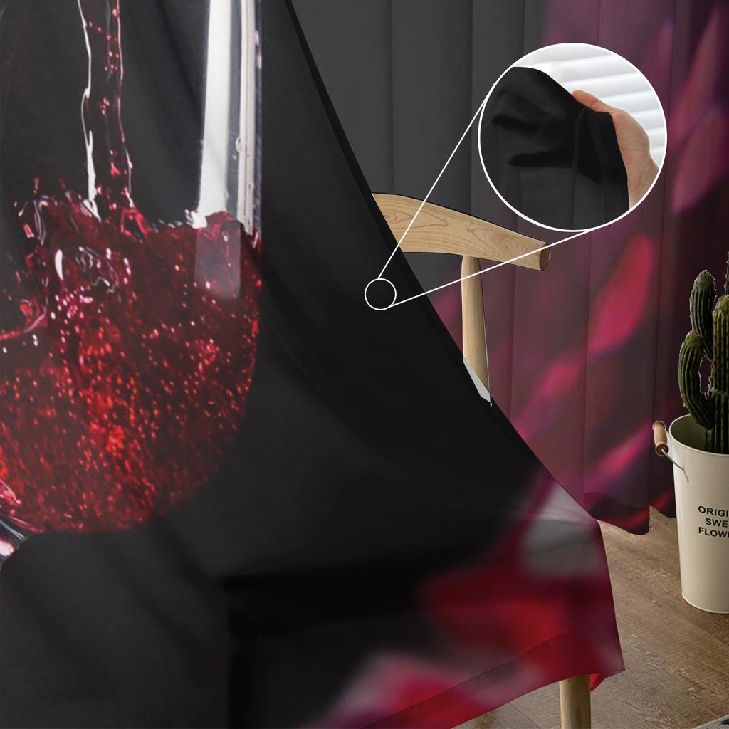 Red Wine Wine Bottle Wine Glass Sheer Tulle Window Curtains For Living Room Bedroom Kitchen Veiling Curtain Home Decoration