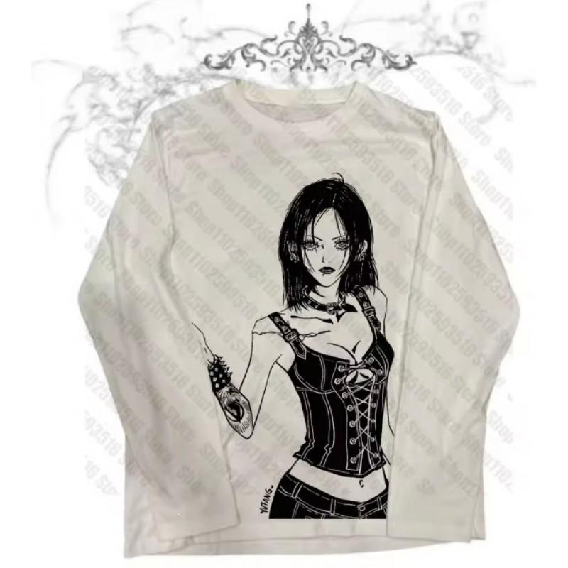 Unisex Vintage Streetwear Long Sleeve T-Shirt With 3D Digital Print Loose Fit Casual Tee Daily Wear