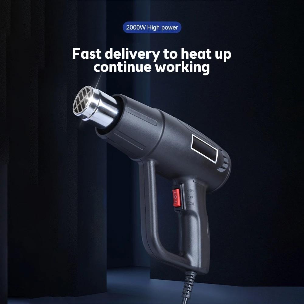 2000W High Power Heat Gun Professional Hot Air Gun Adjustable Temperature 60-600 ℃ DIY Heat Shrink Wrapping Tool