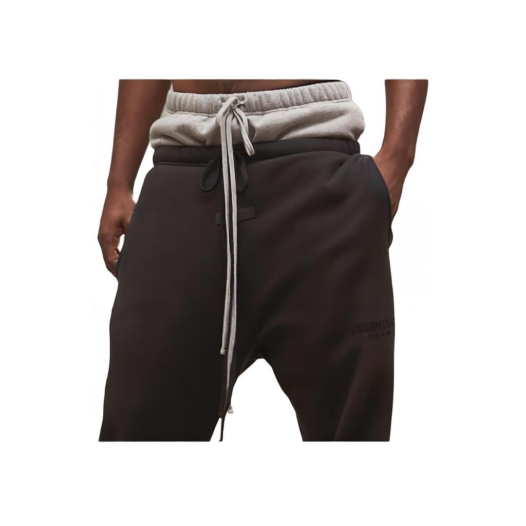 Fear Of God Essentials SS22 Velvet Logo Embossed Sweatpants Knit Joggers Unisex Bottoms Black FOG-SS22-465