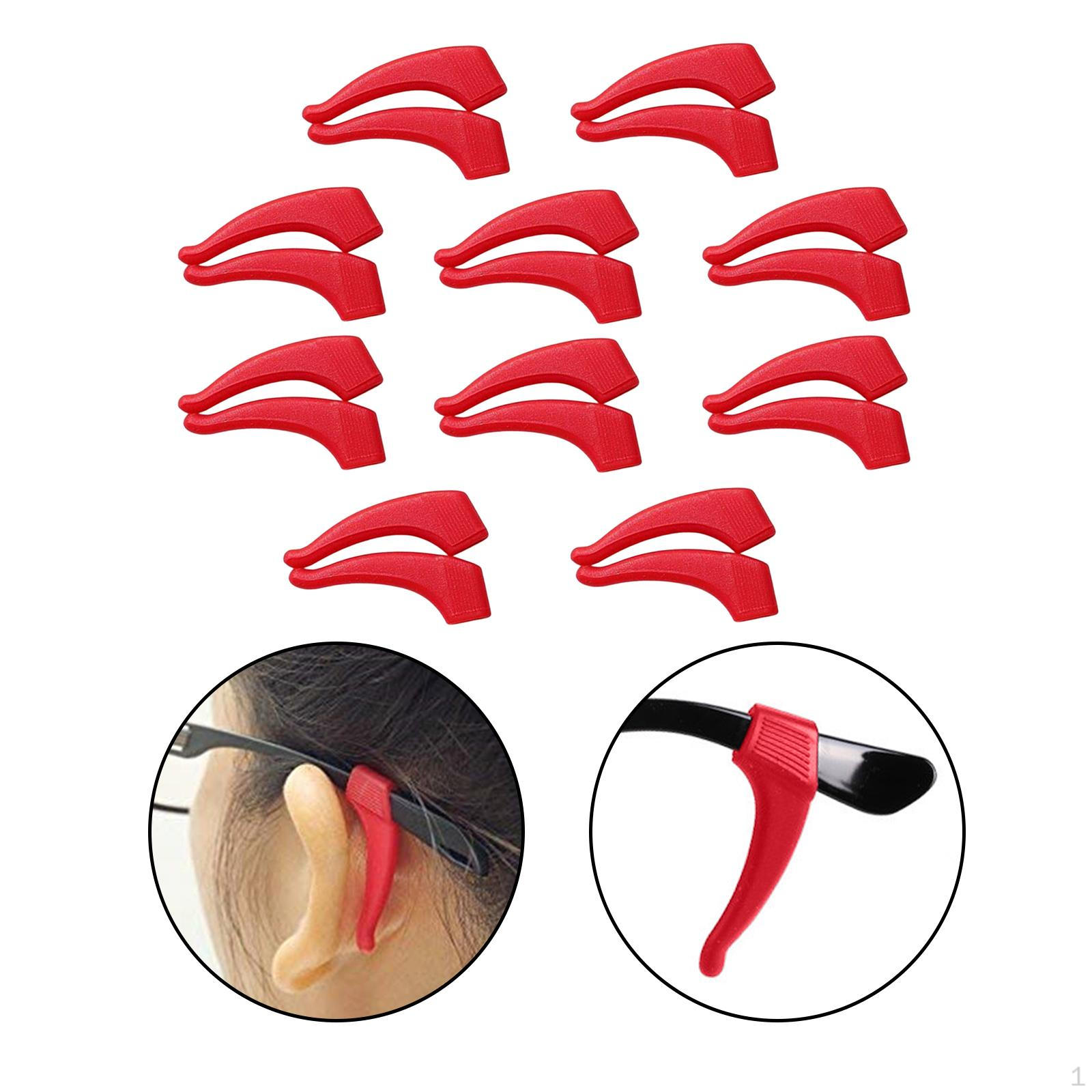 

10 пар противоскользящих держателей для очков для детей и взрослых красные