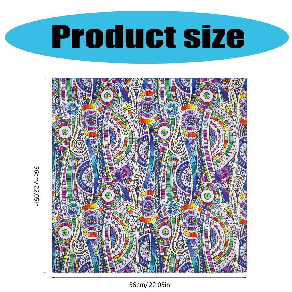 21'' Geometrical Pattern Bandana Head Scarf for Women Men Square Turban Head Scarf Punk Head Wrap Headwear