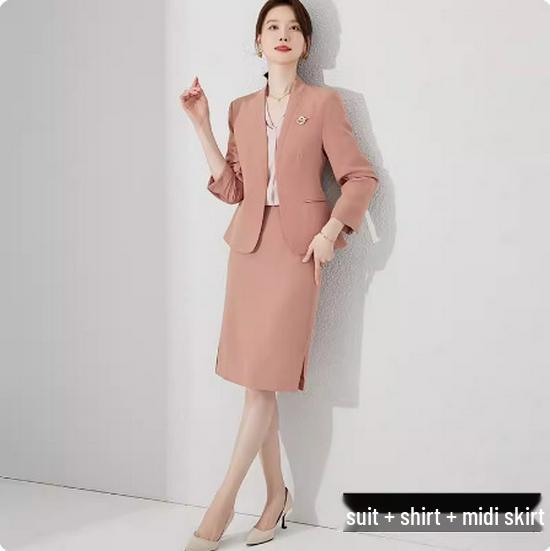Aishangchen Women's Pink Suit Set: High-End, Professional, Temperament Goddess Style for Broadcasting and Hosting.