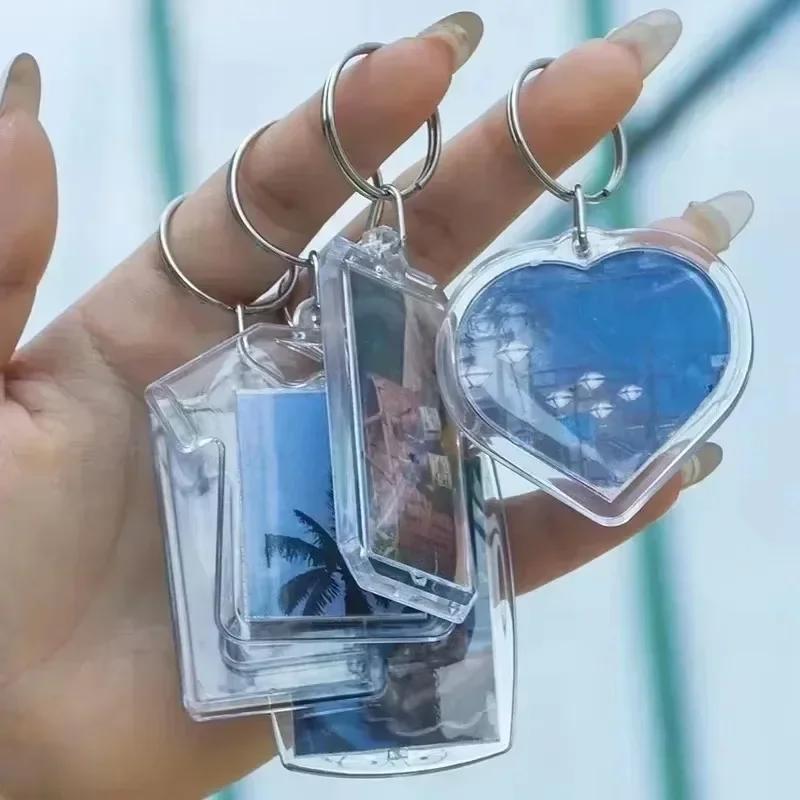 550Pcs Transparent Rectangle Blank Acrylic Insert Keychain Po Picture Frame Keyring Holder Diy Split Ring Keychain Gifts