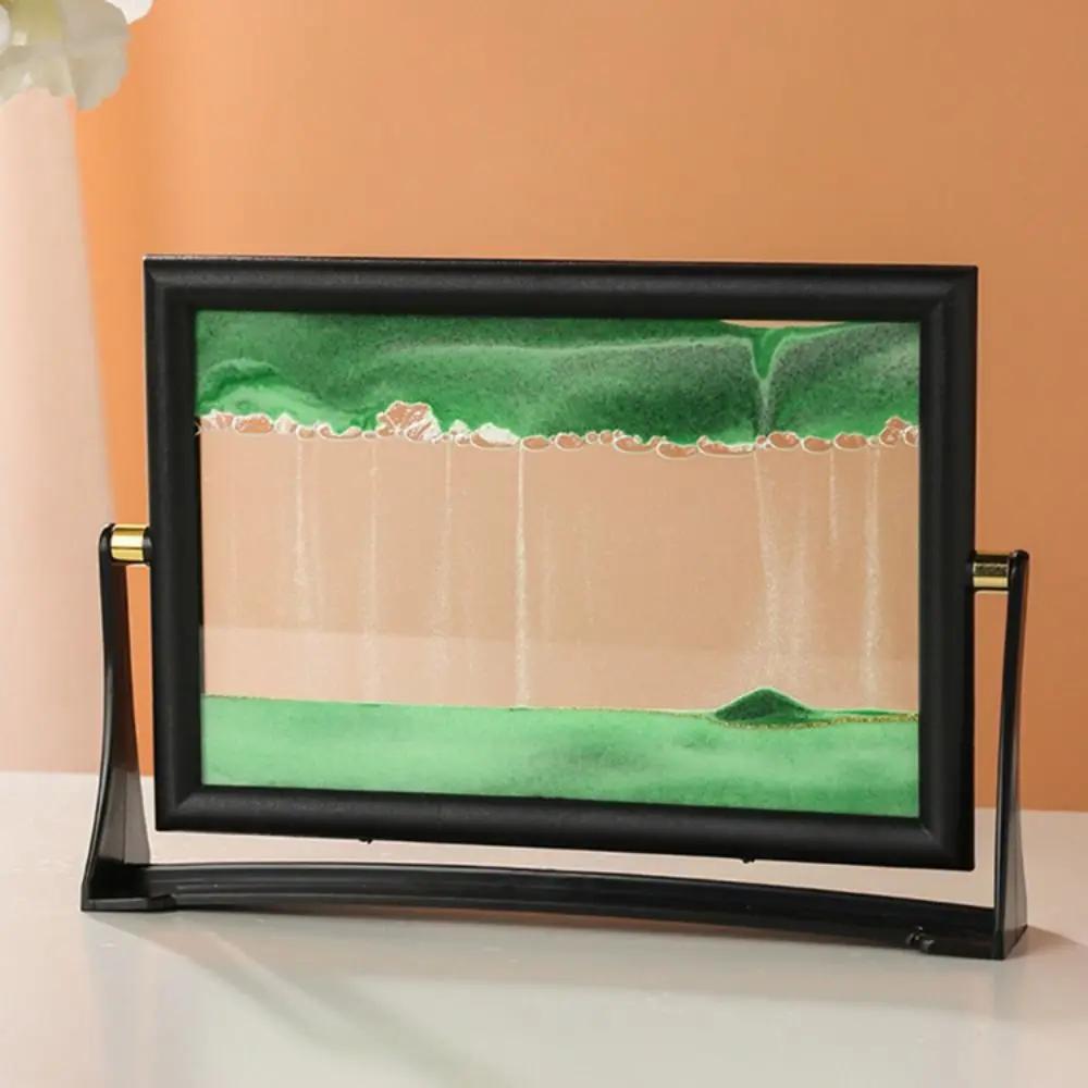 Rotatable Moving Sand Art Picture Flowing Sand Christmas Gift Glass Quicksand Painting Sandscapes Home Decor