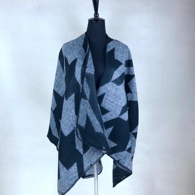 Autumn and Winter Thickened Warm Cloak Versatile Imitation Cashmere Plaid Jacquard Shawl Scarf Women