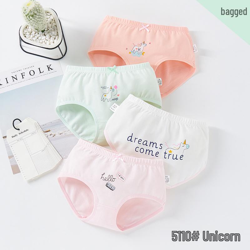 Pure Cotton Girls' Boxer Briefs - 4-Pack Cartoon Shorts for Toddlers & Kids (Ages 1-12)