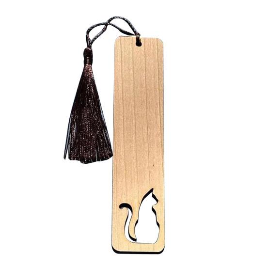 Pet Themed Bookmark Wooden Dog/Cat/Bone/Paw Carving Book Mark with Tassel Gift for Book Lovers Pet Owners