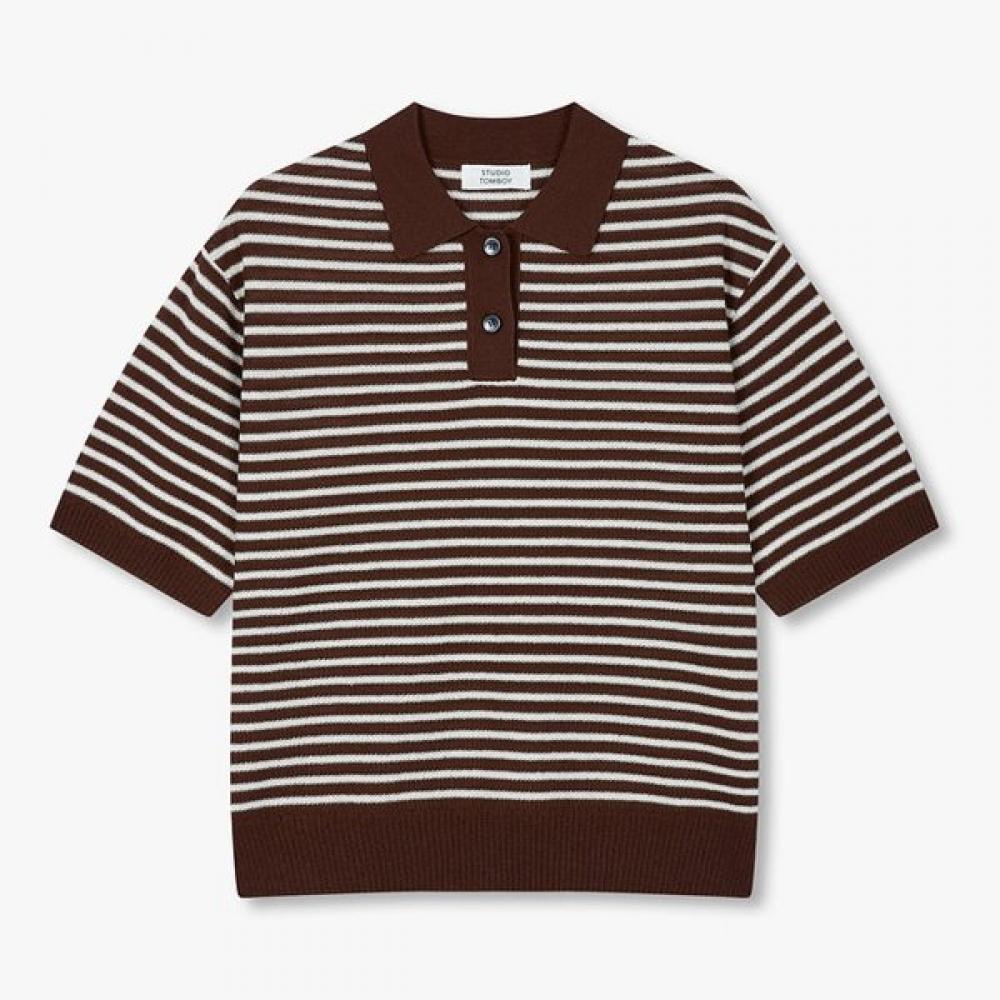 Studio Tomboy Stripe Collar Pullover 9176352971 Braun/OS