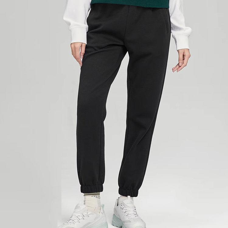 Skechers Solid Color Casual Versatile Mid-Rise Knitted Sports Pants Women bottoms Carbon-Black P423W053-0018