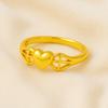 925 Sterling Silver Gold Vermeil Cross and Heart Women Ring