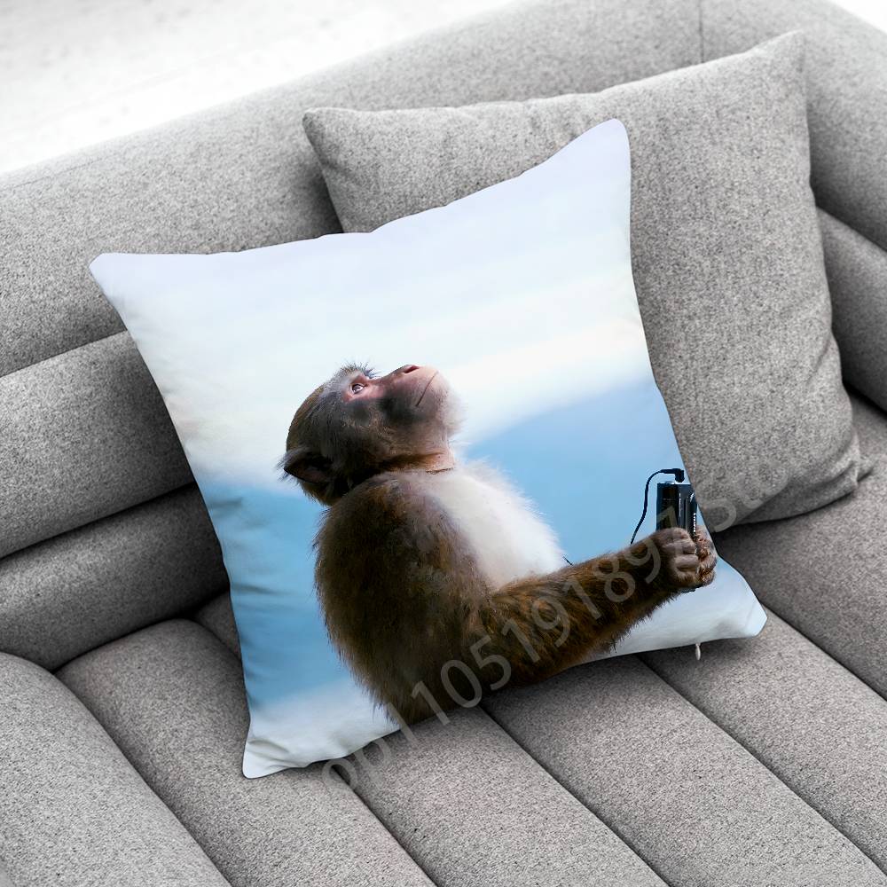 Monkey Funny Tape Throw Pillow Case For 30X30Cm 40X40Cm 45X45Cm 50X50Cm 55X55Cm Square Sofa Pillowcase Shell