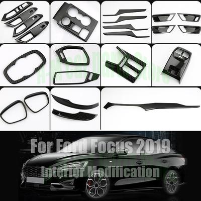 For Ford Focus ABS Inner Door Armrest Window Lift Button Cover Trim Interior Modification Carbon Fiber Interior