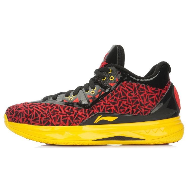 

new LINING WOW 4 Basketball Shoes Unisex Mid Top Red/Black/Yellow 45.5