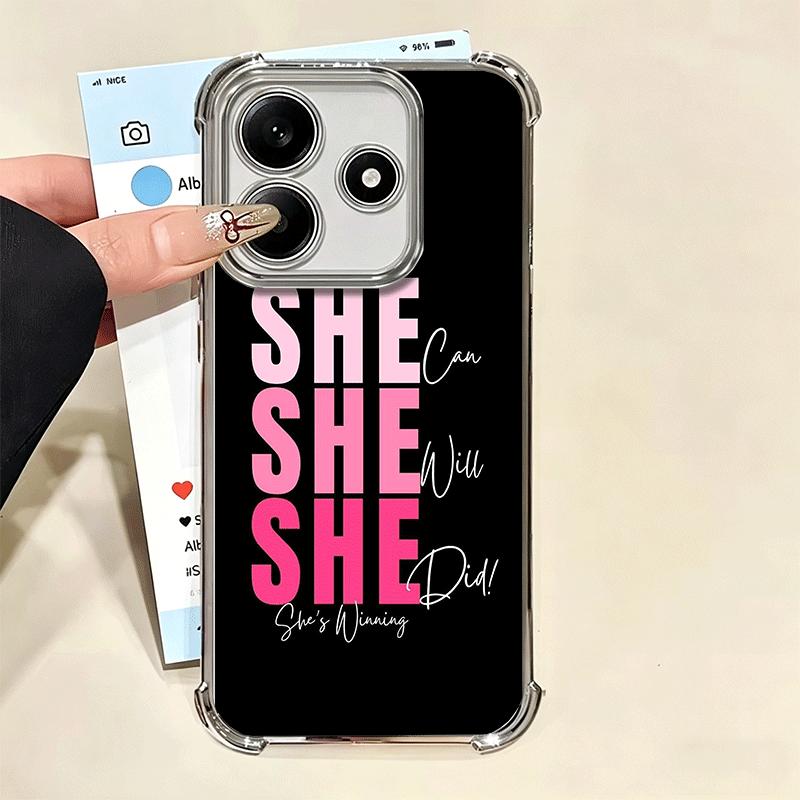 Girl Boss Lady Rosa Beschichtung Handyhülle Für Xiaomi Redmi Note 14 15 Pro Plus 13 12 11 11S 11T 10 9S 9 5G Anti-Fall Airbag Abdeckung