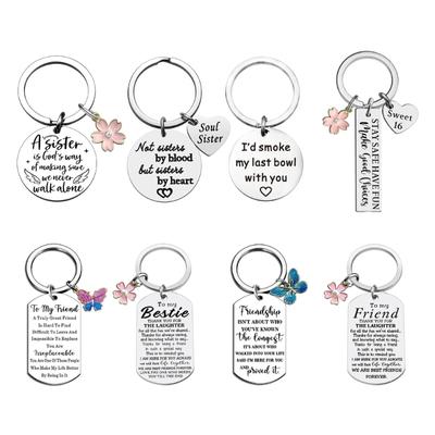 Stainless Steel Best Friend Keychain Not Sisters by Blood But Sisters by Heart Keychain Stylish Gift For Women