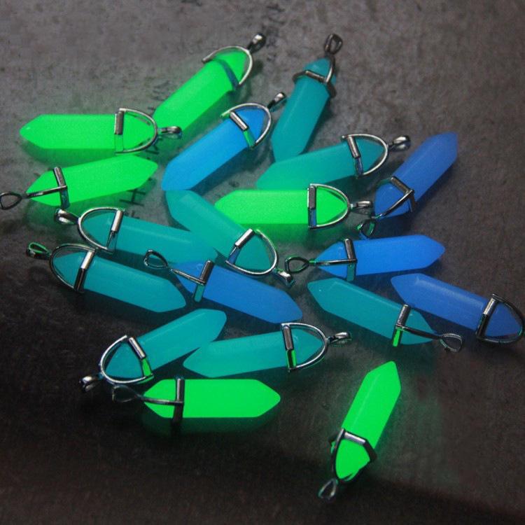 

Luminous Hexagonal Fluorescent Stone Pendant Jewelry Sky Blue Glow