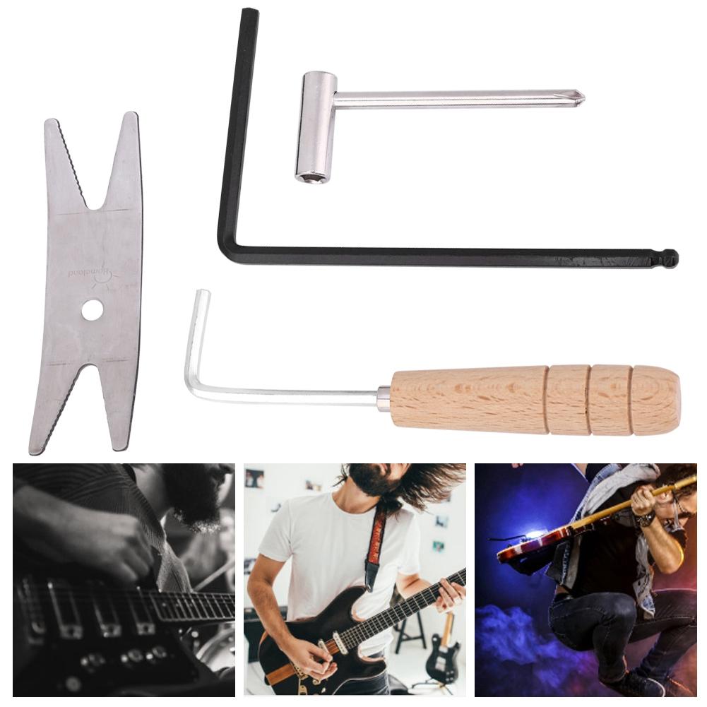 4Pcs Electric Guitar Repair Tool Metal Truss Bar Wood Handle Wrench Musical Instrument Accessories