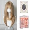 Flax Gold Synthetic Wig with Bangs Long Straight Hair High-Layered Lolita Wigs for Women's Daily Cosplay Wig Heat Resistant