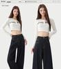 Women's Black and Gold High-Waisted Wide-Leg Denim Pants - 2025 Early Autumn Design