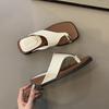 French Retro Clogs Flip-flops Women's Summer Outer Wear 2025 New Slope Heel Heightened Non-slip Square Head Cool Slippers
