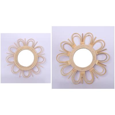 Vävd Rattan Sminkspegel Innovativ Konstdekoration Sminkspeglar Badrum