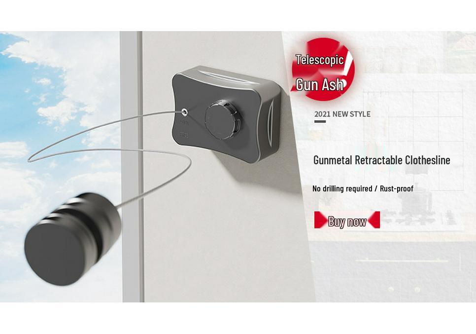 No-Drill Invisible Wall-Mounted Clothes Drying Rack - Stainless Steel for Balcony or Bathroom