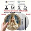 Virgin Mary Gold White Religious Metal Poster 8x8 Inch Wall Art for Living Room
