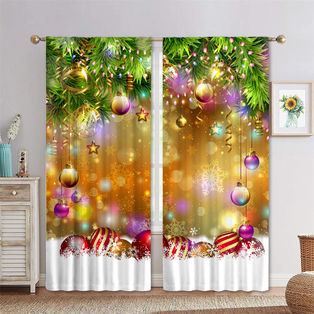 Winter Tree Curtains Living Room Bedroom Children Decor Christmas Curtain Xmas Festive Themed Window Darkening Polyester Ideal For Sitting
