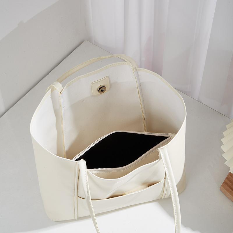 Spring New Women's Bag Soft Leather Solid Color Shoulder Tote Bag Large Capacity Student Bag Business Portable Mother and Child Bag